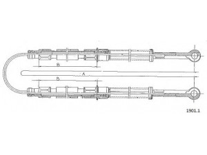 CABOR 1901.1 trosas, stovėjimo stabdys 
 Stabdžių sistema -> Valdymo svirtys/trosai
4406021, X04406021, 4406021, X04406021