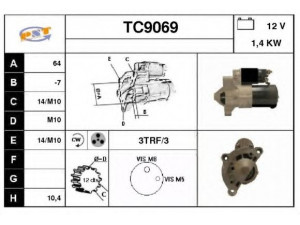 SNRA TC9069 starteris 
 Elektros įranga -> Starterio sistema -> Starteris
M0T85381, 5802V8, 5802W4