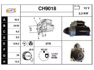 SNRA CH9018 starteris 
 Elektros įranga -> Starterio sistema -> Starteris
56041563, 56041563AA