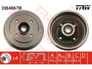 TRW DB4067B stabdžių būgnas 
 Stabdžių sistema -> Būgninis stabdys -> Stabdžių būgnas
7700757354, 7700783392, 7702189786