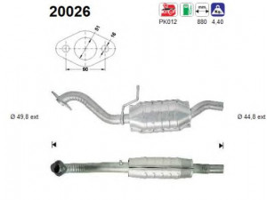 AS 20026 katalizatoriaus keitiklis 
 Išmetimo sistema -> Katalizatoriaus keitiklis
1030379, 1229525, 6597503, 6597504