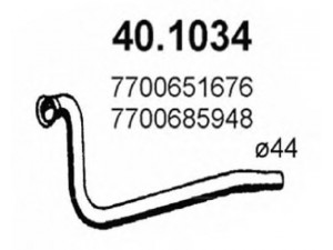 ASSO 40.1034 išleidimo kolektorius 
 Išmetimo sistema -> Išmetimo vamzdžiai
7700651676, 7700675948, 7700685948