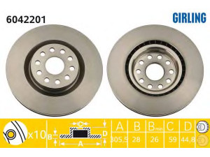 GIRLING 6042201 stabdžių diskas 
 Stabdžių sistema -> Diskinis stabdys -> Stabdžių diskas
46776750