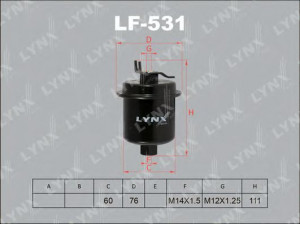 LYNXauto LF-531 kuro filtras 
 Techninės priežiūros dalys -> Papildomas remontas
16010-S01-A30, 16010-S01-A31, 16010-S01-A32