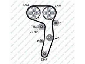 DAYCO 94970 paskirstymo diržas 
 Techninės priežiūros dalys -> Papildomas remontas
03G109119, 03G109119B, 68001143AA