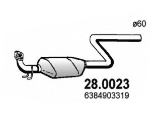 ASSO 28.0023 katalizatoriaus keitiklis 
 Išmetimo sistema -> Katalizatoriaus keitiklis
6384903319, 6384904219