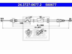 ATE 24.3727-0677.2 trosas, stovėjimo stabdys 
 Stabdžių sistema -> Valdymo svirtys/trosai
1469021, 1545340, 1711718, 6G91-2B700-EF