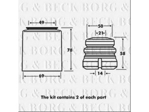 BORG & BECK BPK7026 apsauginio dangtelio komplektas, amortizatorius
