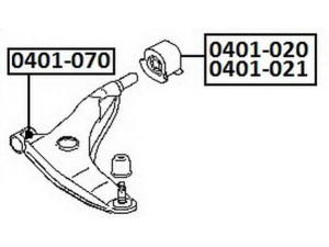 ASVA 0401-020 valdymo svirties/išilginių svirčių įvorė 
 Ašies montavimas/vairavimo mechanizmas/ratai -> Valdymo svirtis/pasukamosios svirties sujungimas -> Montavimas/sutvirtinimas
MB808910, MR102654, MR241342