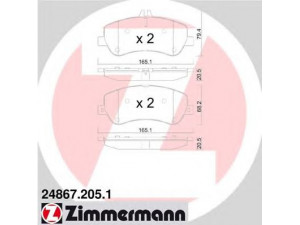 ZIMMERMANN 24867.205.1 stabdžių trinkelių rinkinys, diskinis stabdys 
 Techninės priežiūros dalys -> Papildomas remontas
005 420 48 20, 005 420 63 20, 005 420 9220