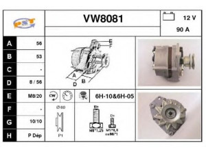 SNRA VW8081 kintamosios srovės generatorius 
 Elektros įranga -> Kint. sr. generatorius/dalys -> Kintamosios srovės generatorius
025903015B, 025903023D, 025903023E