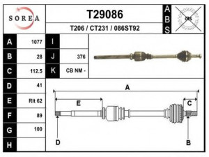 EAI T29086 kardaninis velenas 
 Ratų pavara -> Kardaninis velenas
3273Q6