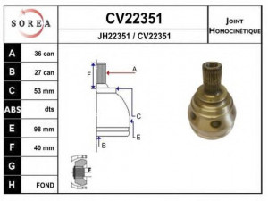 EAI CV22351K jungčių komplektas, kardaninis velenas 
 Ratų pavara -> Sujungimai/komplektas