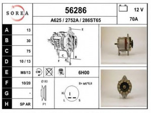 EAI 56286 kintamosios srovės generatorius 
 Elektros įranga -> Kint. sr. generatorius/dalys -> Kintamosios srovės generatorius
8943325811, LR170415B
