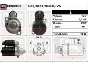 DELCO REMY DRS8040N starteris 
 Elektros įranga -> Starterio sistema -> Starteris
02A911023L, 02A911023LX, 02T911023L