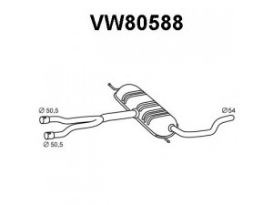 VENEPORTE VW80588 vidurinis duslintuvas 
 Išmetimo sistema -> Duslintuvas
3B0253409AH, 3B0253409E