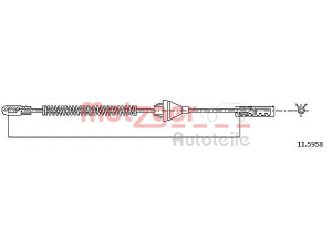METZGER 11.5958 trosas, stovėjimo stabdys 
 Stabdžių sistema -> Valdymo svirtys/trosai
522041, 93189991