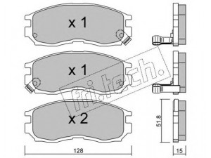 fri.tech. 233.0 stabdžių trinkelių rinkinys, diskinis stabdys 
 Techninės priežiūros dalys -> Papildomas remontas
58101-M2A01, MB389532, MB699174