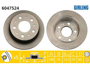 GIRLING 6047524 stabdžių diskas 
 Stabdžių sistema -> Diskinis stabdys -> Stabdžių diskas
424940, 4249K8, 51740248, 51749275