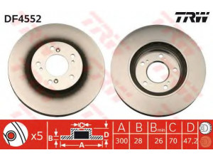TRW DF4552 stabdžių diskas 
 Stabdžių sistema -> Diskinis stabdys -> Stabdžių diskas
45251S1A405, 45251S1AE20, 45251S1AE20