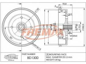 FREMAX BD-1300 stabdžių būgnas 
 Stabdžių sistema -> Būgninis stabdys -> Stabdžių būgnas
113 501 615 B, 113 501 615 G, 113 501 615 J