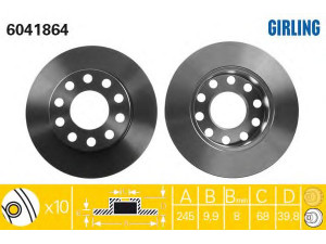 GIRLING 6041864 stabdžių diskas 
 Dviratė transporto priemonės -> Stabdžių sistema -> Stabdžių diskai / priedai
8E0615601B, 8E0615601P, 8E0615601B