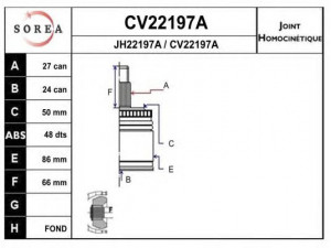 EAI CV22197AK jungčių komplektas, kardaninis velenas 
 Ratų pavara -> Sujungimai/komplektas