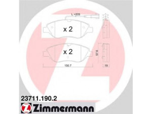 ZIMMERMANN 23711.190.2 stabdžių trinkelių rinkinys, diskinis stabdys 
 Techninės priežiūros dalys -> Papildomas remontas
77365188, 77365808, 77365188, 77365808