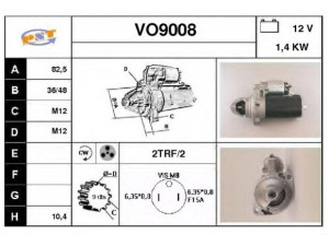 SNRA VO9008 starteris 
 Elektros įranga -> Starterio sistema -> Starteris
1357199, 5003564
