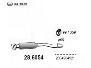 ASSO 28.6054 vidurinis duslintuvas 
 Išmetimo sistema -> Duslintuvas
2034903521, 2034904921