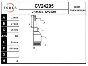 EAI CV24205K jungčių komplektas, kardaninis velenas