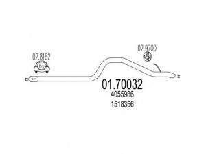 MTS 01.70032 išleidimo kolektorius 
 Išmetimo sistema -> Išmetimo vamzdžiai
1518356, 4055986