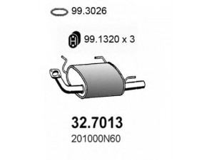 ASSO 32.7013 galinis duslintuvas 
 Išmetimo sistema -> Duslintuvas
201000N060, 201000N061, 201000N062