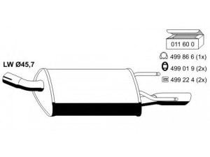 ERNST 011129 galinis duslintuvas 
 Išmetimo sistema -> Duslintuvas
58 52 083, 90573073