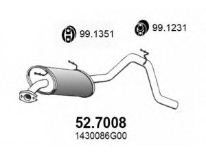 ASSO 52.7008 galinis duslintuvas 
 Išmetimo sistema -> Duslintuvas
1430084E00, 1430086G00