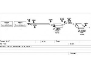 MTS C110602007703 išmetimo sistema 
 Išmetimo sistema -> Išmetimo sistema, visa