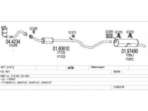 MTS C260216006115 išmetimo sistema 
 Išmetimo sistema -> Išmetimo sistema, visa