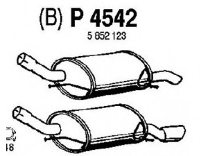FENNO P4542 galinis duslintuvas 
 Išmetimo sistema -> Duslintuvas
5852123, 9129835