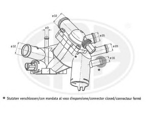 ERA 350345 termostatas, aušinimo skystis 
 Aušinimo sistema -> Termostatas/tarpiklis -> Thermostat
032 121 111 CF
