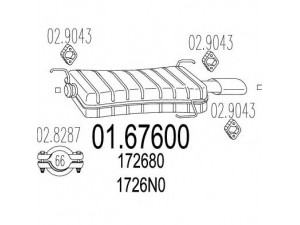 MTS 01.67600 galinis duslintuvas 
 Išmetimo sistema -> Duslintuvas
172680, 1726AX, 1726FN, 1726N0
