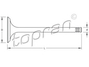 TOPRAN 107 554 įleidimo vožtuvas 
 Variklis -> Variklio uždegimo laiko reguliavimo kontrolė -> Vožtuvų eilė -> Vožtuvai/dalys
021 109 601H, 021 109 601J, 021 109 601K