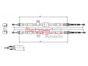 METZGER 11.5456 trosas, stovėjimo stabdys 
 Stabdžių sistema -> Valdymo svirtys/trosai
1018642, 1035693, 1042338, 1095564