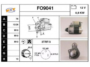 SNRA FO9041 starteris 
 Elektros įranga -> Starterio sistema -> Starteris
5007080, 5007089, 6029039, 77FB11000BA