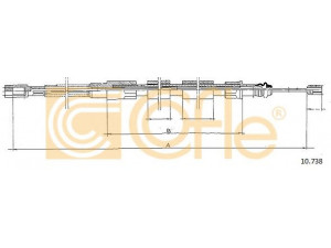 COFLE 10.738 trosas, stovėjimo stabdys 
 Stabdžių sistema -> Valdymo svirtys/trosai
291609702B, 291609702D