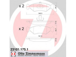 ZIMMERMANN 23101.175.1 stabdžių trinkelių rinkinys, diskinis stabdys 
 Techninės priežiūros dalys -> Papildomas remontas
1 010 502, 1 030 601, 1 042 687