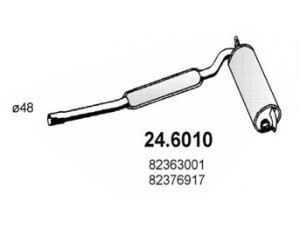 ASSO 24.6010 vidurinis duslintuvas 
 Išmetimo sistema -> Duslintuvas
82363001, 82376917