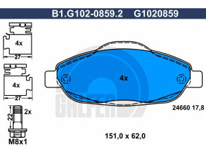 GALFER B1.G102-0859.2 stabdžių trinkelių rinkinys, diskinis stabdys 
 Techninės priežiūros dalys -> Papildomas remontas
4253 93, 4254 26