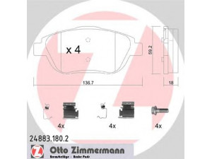 ZIMMERMANN 24883.180.2 stabdžių trinkelių rinkinys, diskinis stabdys 
 Techninės priežiūros dalys -> Papildomas remontas
16 070 831 80, 4254.31