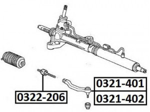 ASVA 0321-401 skersinės vairo trauklės galas 
 Vairavimas -> Vairo mechanizmo sujungimai
53540-S04-003, 53540-S04-013, 53540-SR0-A01