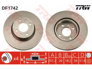 TRW DF1742 stabdžių diskas 
 Stabdžių sistema -> Diskinis stabdys -> Stabdžių diskas
0000060743569, 0000060801752, 0060801754